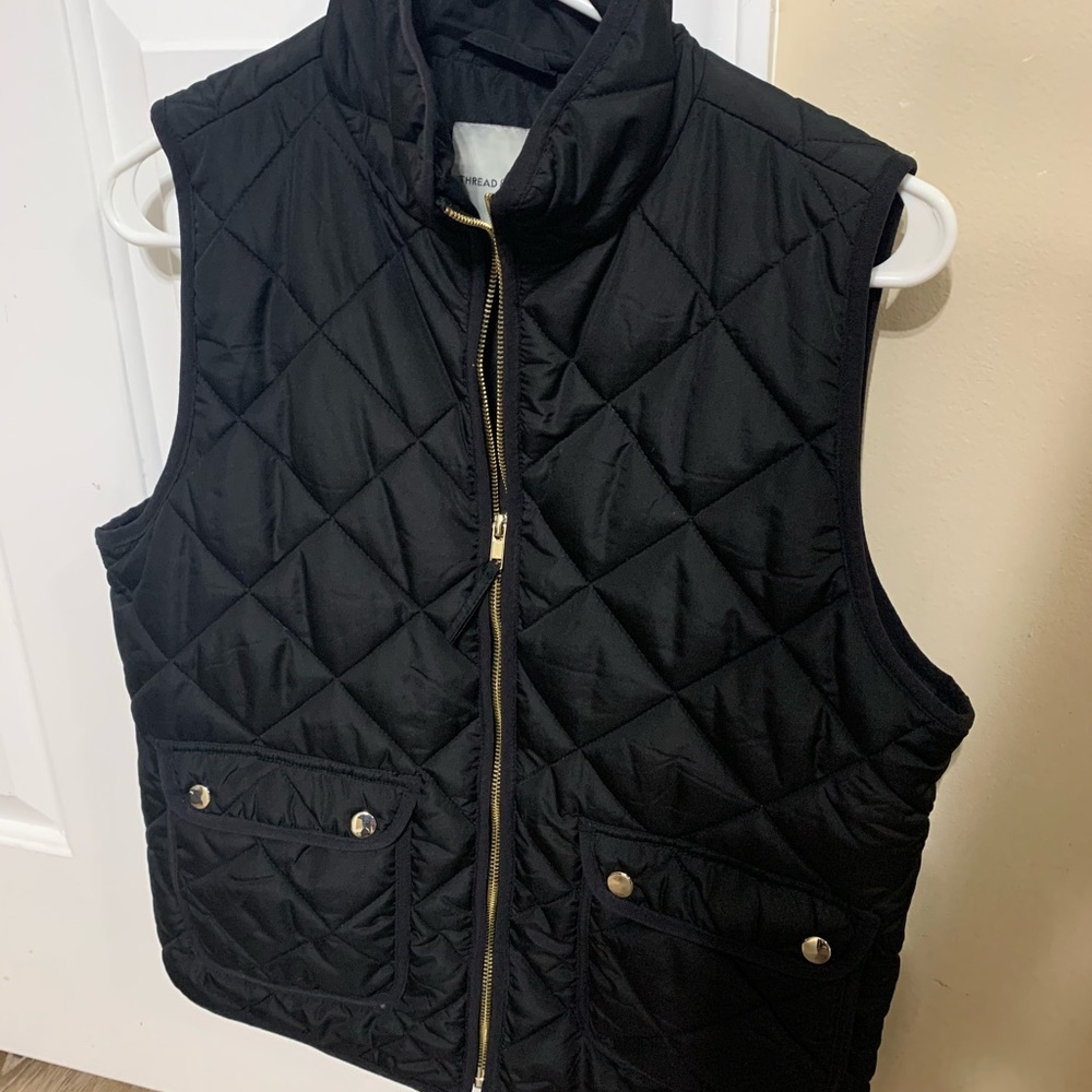 Womens black zip up vest